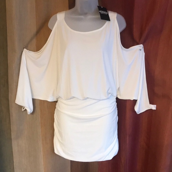 Monroe & Main Tops - White XL Cold Shoulder Top/Mini Dress